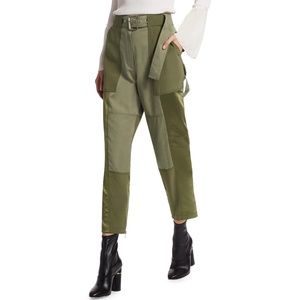 3.1 Phillip Lim Belted Silk Cargo Patchwork Pant